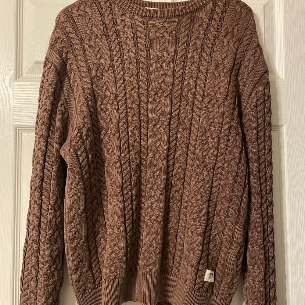 Men's Brown Cable Knit Sweater